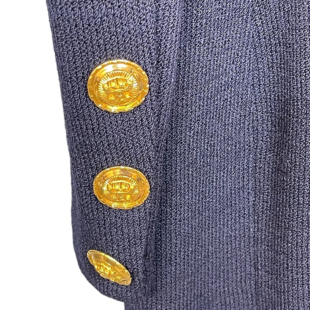 St. John collection Layered wool knit blue gold blazer/coat size 12 - Picture 7 of 16